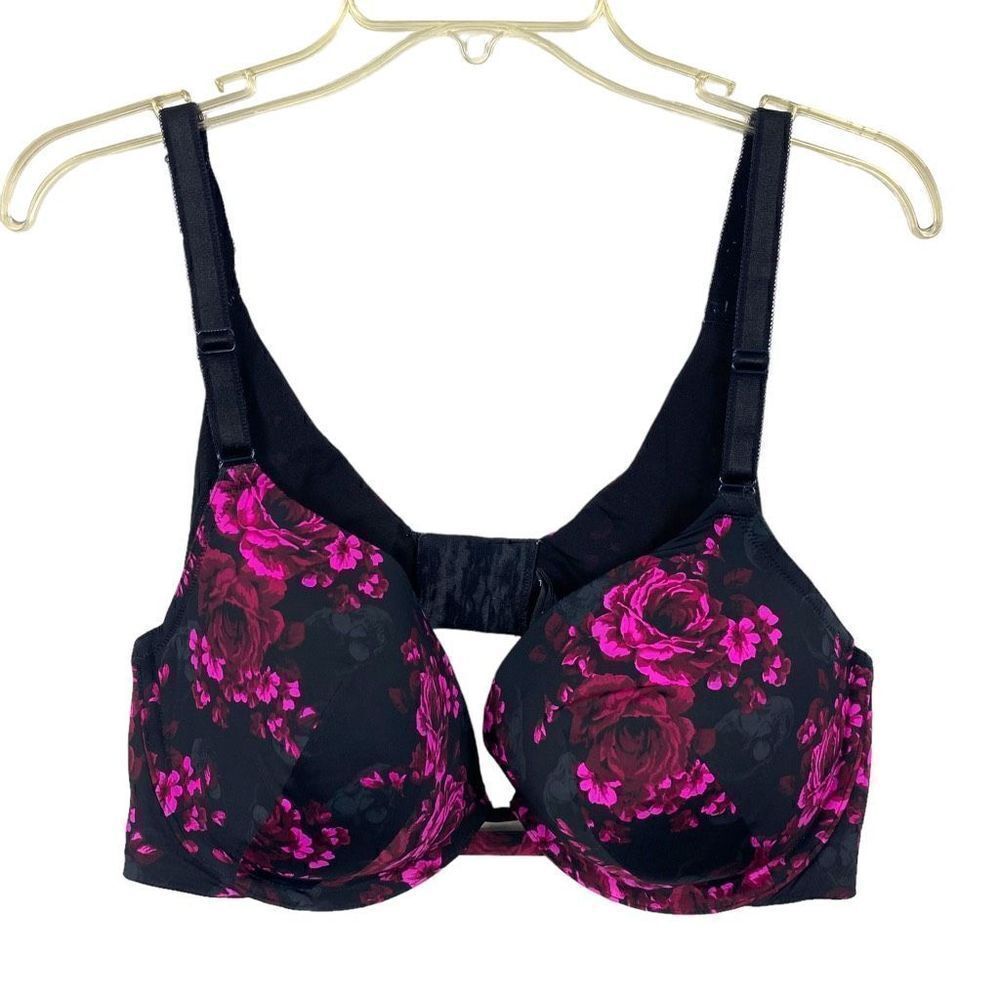 Torrid Curve Black Hot Pink Floral Skull Bra